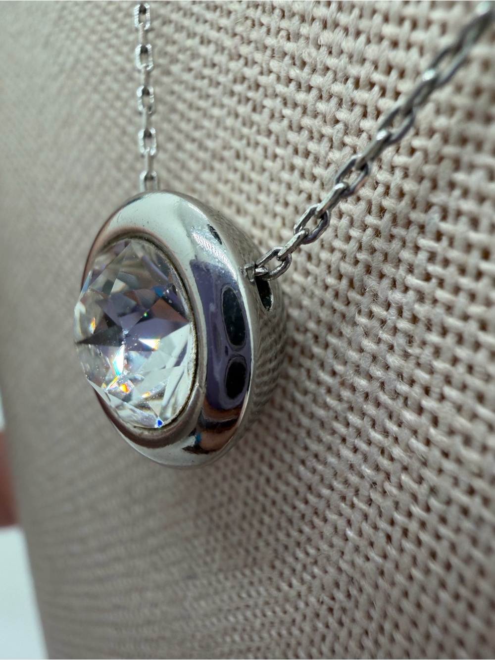 WHBM Silver Pendant Necklace with Faceted Crystal - Picture 3 of 5